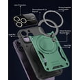 thumbnail image 5 of for iPhone 12 Pro Max Case with 360° Rotatable Invisible Ring Stand, Large Window Design Compatible with Magsafe, -Grade Protection Shockproof Phone Cover for Women Men, Green, 5 of 14