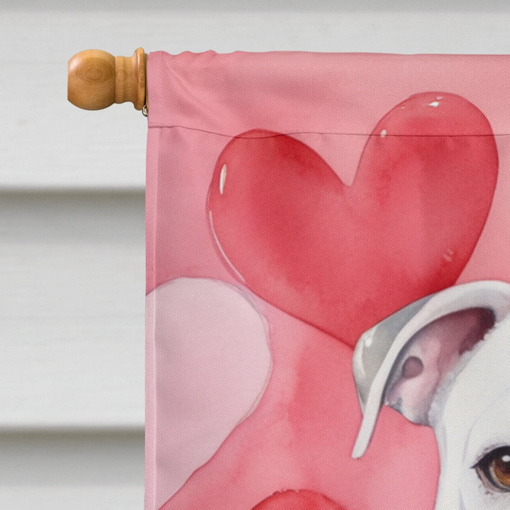 American Bulldog My Valentine House Flag 28 in x 40 in