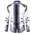 thumbnail image 1 of Camisas de manga corta o larga con botones y estampado 3D de lujo de alta gama con patrón dorado para hombres, camisetas de estilo callejero de moda, camisetas de hip hop, 1 of 6