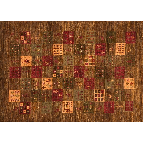Ahgly Company Indoor Rectangle Abstract Orange Contemporary Area Rugs, 2' x 5'