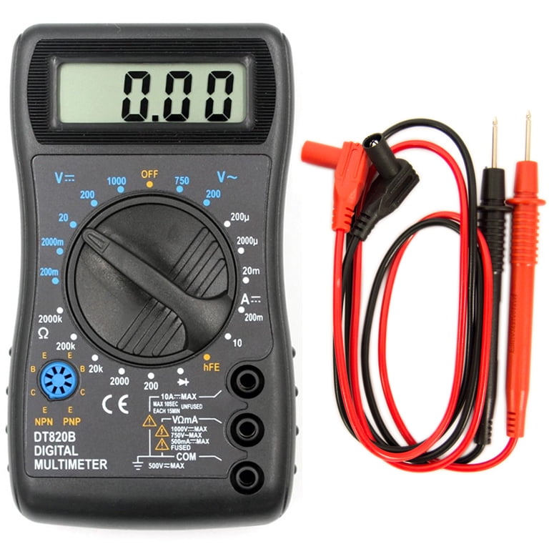 Digital Multimeter with Test Leads, 1999 Count, Measures Voltage