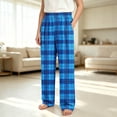 thumbnail image 6 of HAOTAGS Kids Plaid Pants (4-16) Elastic Waist Stright Leg Loungewear Pants with Pockets Navy Size 9, 6 of 7