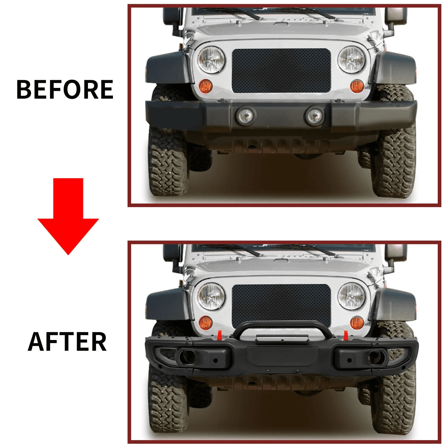 Titans Motors Front Bumper for Jeep Wrangler JK Rubicon 2007–2018 10th Anniversary Style Black Steel Front Bumper