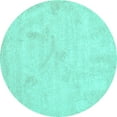 thumbnail image 1 of Ahgly Company Machine Washable Indoor Round Abstract Turquoise Blue Contemporary Area Rugs, 3' Round, 1 of 4