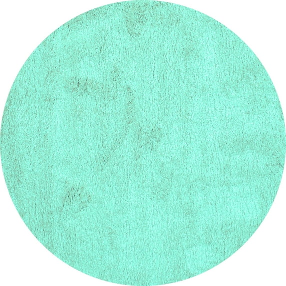 Ahgly Company Machine Washable Indoor Round Abstract Turquoise Blue Contemporary Area Rugs, 3' Round