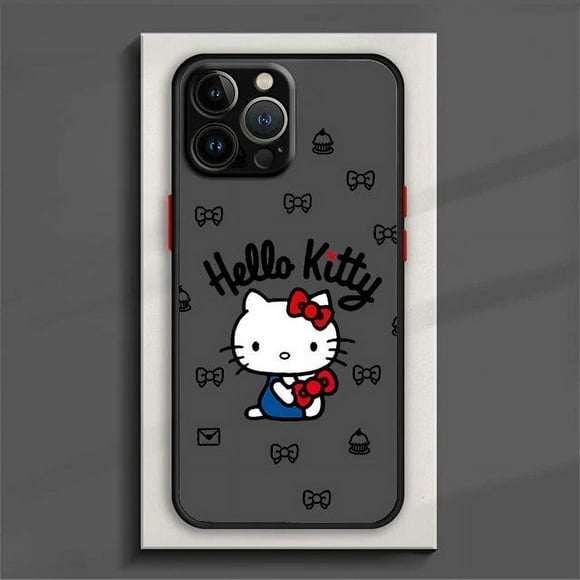 Coque de Téléphone Mignonne Hello Kitty pour iPhone 15 14 13 12 11 Pro Max mini TP Max XR X 8 Plus SE Givrée Translucide ZR