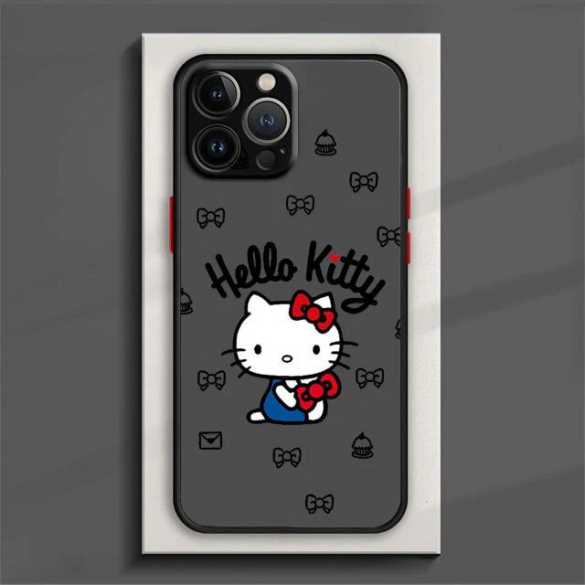 Cute Hello Kitty Phone Case For iPhone 15 14 13 12 11 Pro Max mini XS Max XR X 8 Plus SE Frosted Translucent Cover LXY