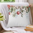 thumbnail image 3 of Pillow Covers 16x16 Set of 2, Christmas Snowflakes Throw Pillow Covers Decorative Couch Cushion Cover, Winter Poinsettia Xmas Balls Floral Leaf Microfiber Soft Pillowcases for Bedroom Living Room, 3 of 9