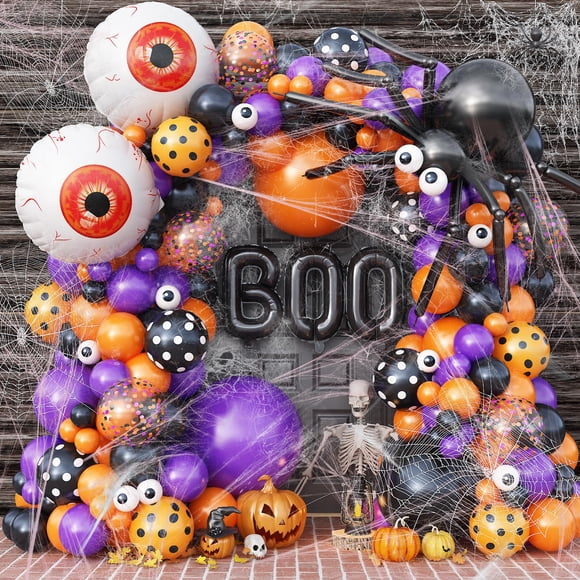 Kit de guirnaldas con forma de arco con globos para Halloween Haolongfa, 138 unidades