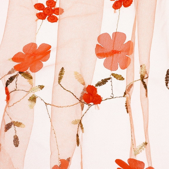 Uxcell 5 Yard Tulle Fabric 175"x51"3D Applique Flower Embroidery Mesh Lace Fabric for DIY Handmade Clothing Wedding Dress Skirt Home Curtain Decoration, Orange