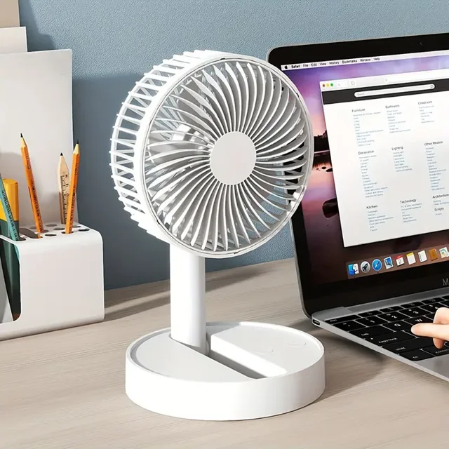 Ventilador Portátil Plegable 41 cm Recargable USB tipo C, Silencioso 4 Velocidades Ajustable Para Escritorio Hogar Oficina Camping Exterior
