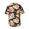 thumbnail image 2 of Xecao offers the Rose Flowers for Men's Casual Short-sleeved Shirt, a button-up collared shirt with a pocket, perfect for beach vacations and yacht travel in the Large size., 2 of 7
