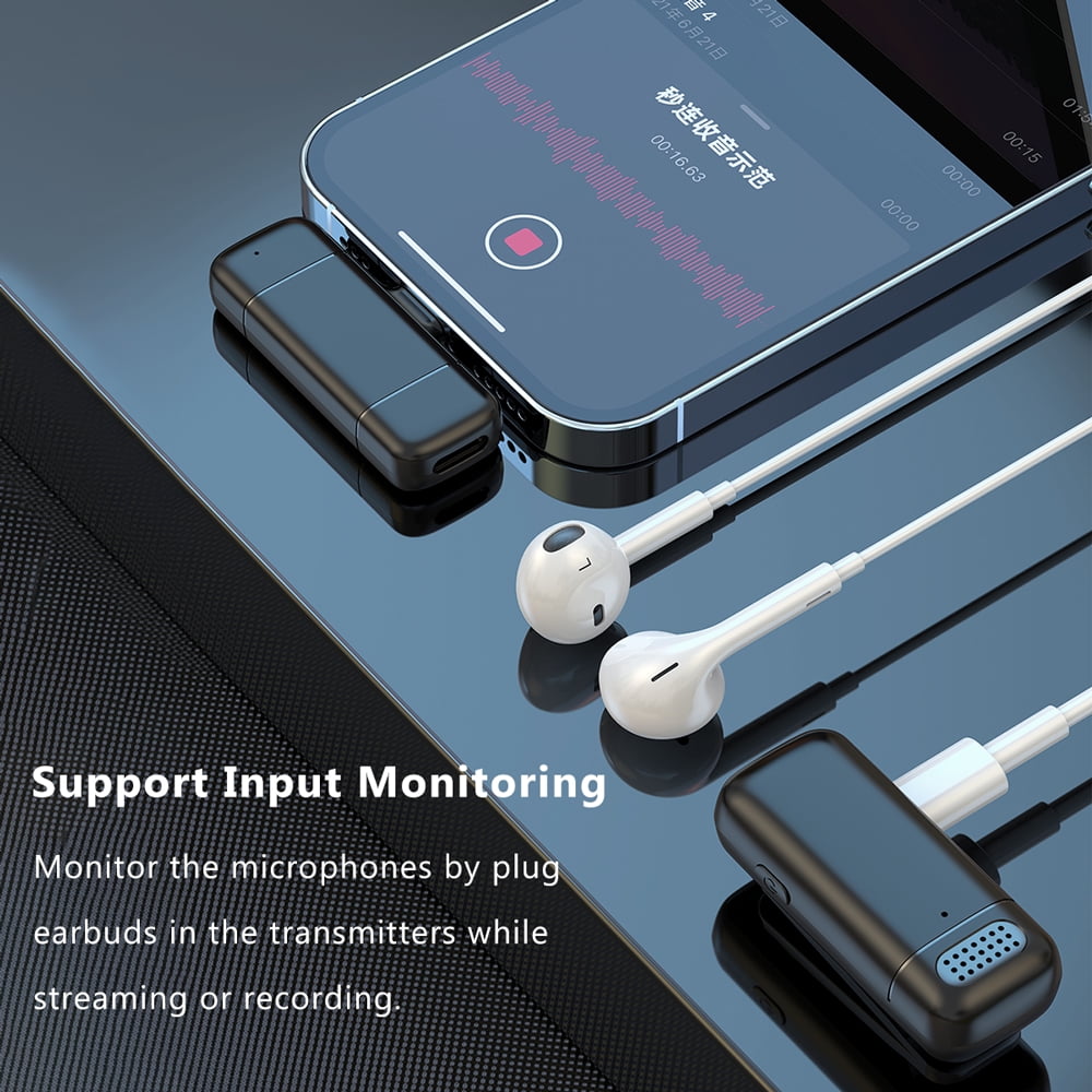 Wireless Lavalier Microphone for Phone(Type-c,iPhone iPad), Wireless Microphone for Video Recording, Live Stream, Noise Reduction & Plug-Play