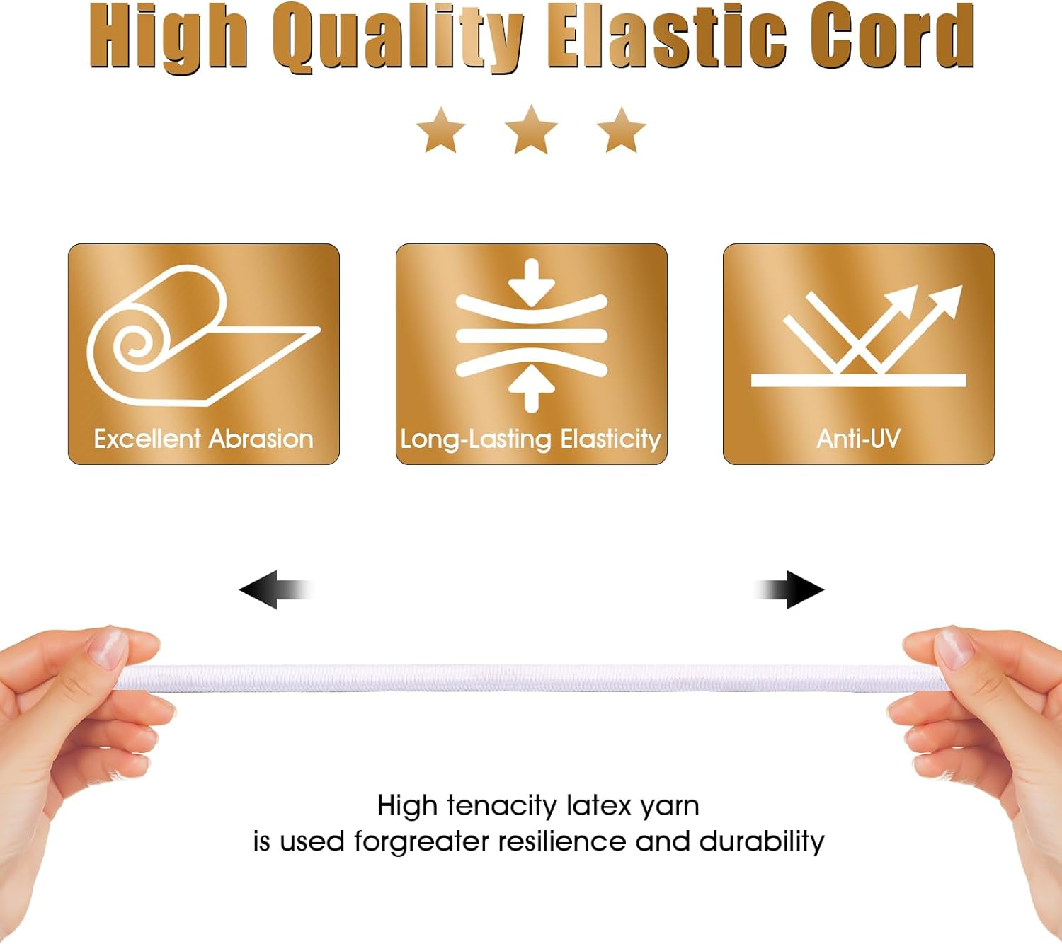 1/4 Inch White Bungee Cord Roll, 100 Feet Heavy Duty Elastic Shock Cord Nylon Stretch String Kayak Bungee Rope for Luggage, Camping, Kayak, Tent Pole, Tie Downs (White, 1/4 inch x 100 ft)