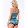 thumbnail image 4 of DARING DIVA Satin Lace Sleeveless Spaghetti Strap Cami Loungewear M Blue, 4 of 7
