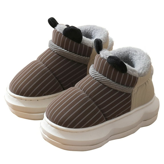 Otqutp Kids Puffy Cozy Slipper Booties, Girls Winter Fuzzy Warm Full Wrapped Thick-Soled Sherpa Plush Indoor Outdoor Shoes