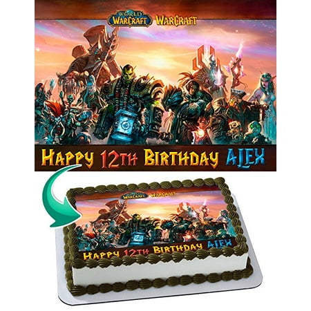 World of Warcraft Edible Image Cake Topper Personalized Birthday 1/4 Sheet Decoration Custom Sheet Party Birthday Sugar Frosting Transfer Fondant Image Edible Image for (Best Warcraft 3 Custom Games)