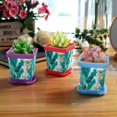thumbnail image 6 of HemaKayy Decorative Planter Pot Set - Perfect for Small Plants - Colorful Design With Drainage Hole - Ideal for Home and Garden Decor - Set of 8 - Unique Marble Texture, 6 of 6