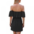 thumbnail image 2 of Women's Casual Off The Shoulder Flowy Mini Dresses, Summer Sexy Beach Sundress, 2 of 7
