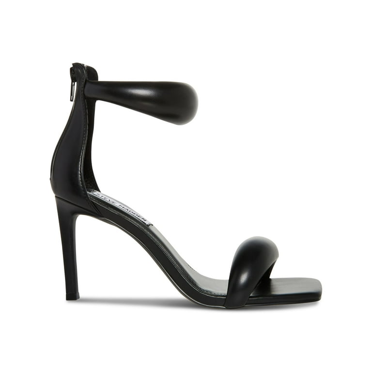 STEVE MADDEN Womens Black Bubble Straps Ankle Strap Padded Partay Square Toe Stiletto Zip Up Dress Heeled Sandal 9.5 M Walmart