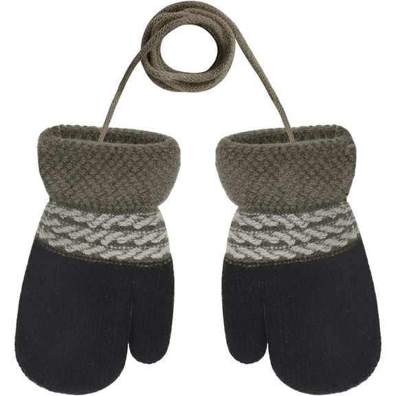 ZOEZOE 1 Pair Toddler Kids Short Knitted Gloves Winter Thick Fleece Lining Mittens for 1-3 Yrs