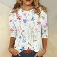 thumbnail image 2 of Camisas de manga 3/4 para mujer SCZ Camisetas gráficas estampado lindo Talla 4XL, 2 of 9