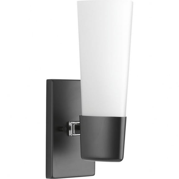Zura Collection One-Light Matte Black Etched Opal Glass Modern Bath Vanity Light