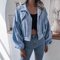 thumbnail image 3 of SWSMCLT Women's Long Sleeve Jacket Winter Coat Spring Thick Top Snow Crop Vintage Corduroy Soft Fall Button Dark Blue X-Large, 3 of 5