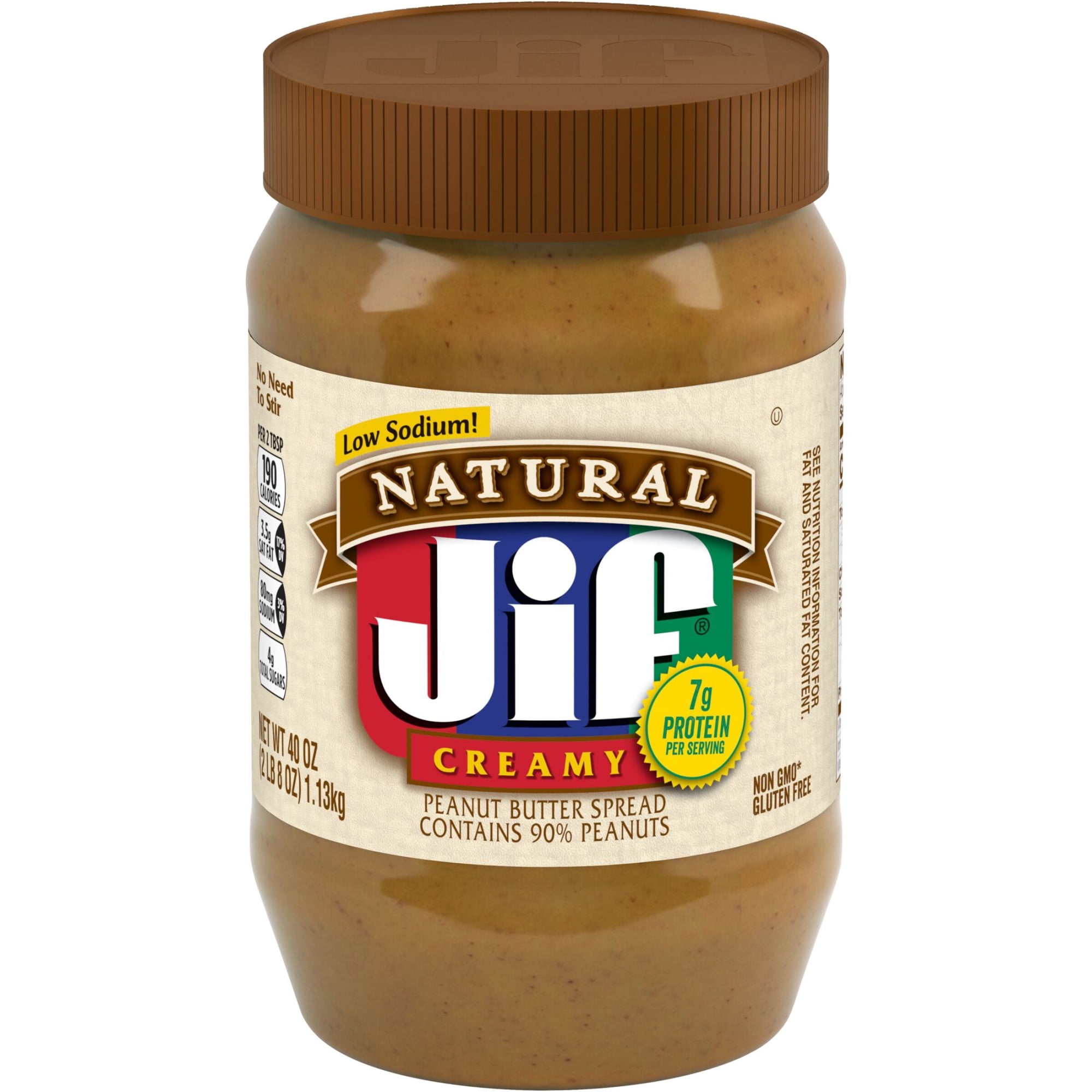 Jif Natural Creamy Peanut Butter Spread – Contains 90% Peanuts, 40 oz
