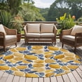 thumbnail image 4 of Hand Drawn Lemon Round Area Rug 5Ft Washable Circle Rugs for Living Room Bedroom, Blue Leaves Summer Botanical Retro Non-Slip Carpet Floor Mats Indoor Outdoor Carpet Runner Aesthetic Home Decor, 4 of 8