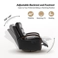 thumbnail image 3 of Manual Genuine Leather Recliner Chairs 360-Degree Swivel Rocking Metal Base Set of 2 for Living Room Black, 3 of 9