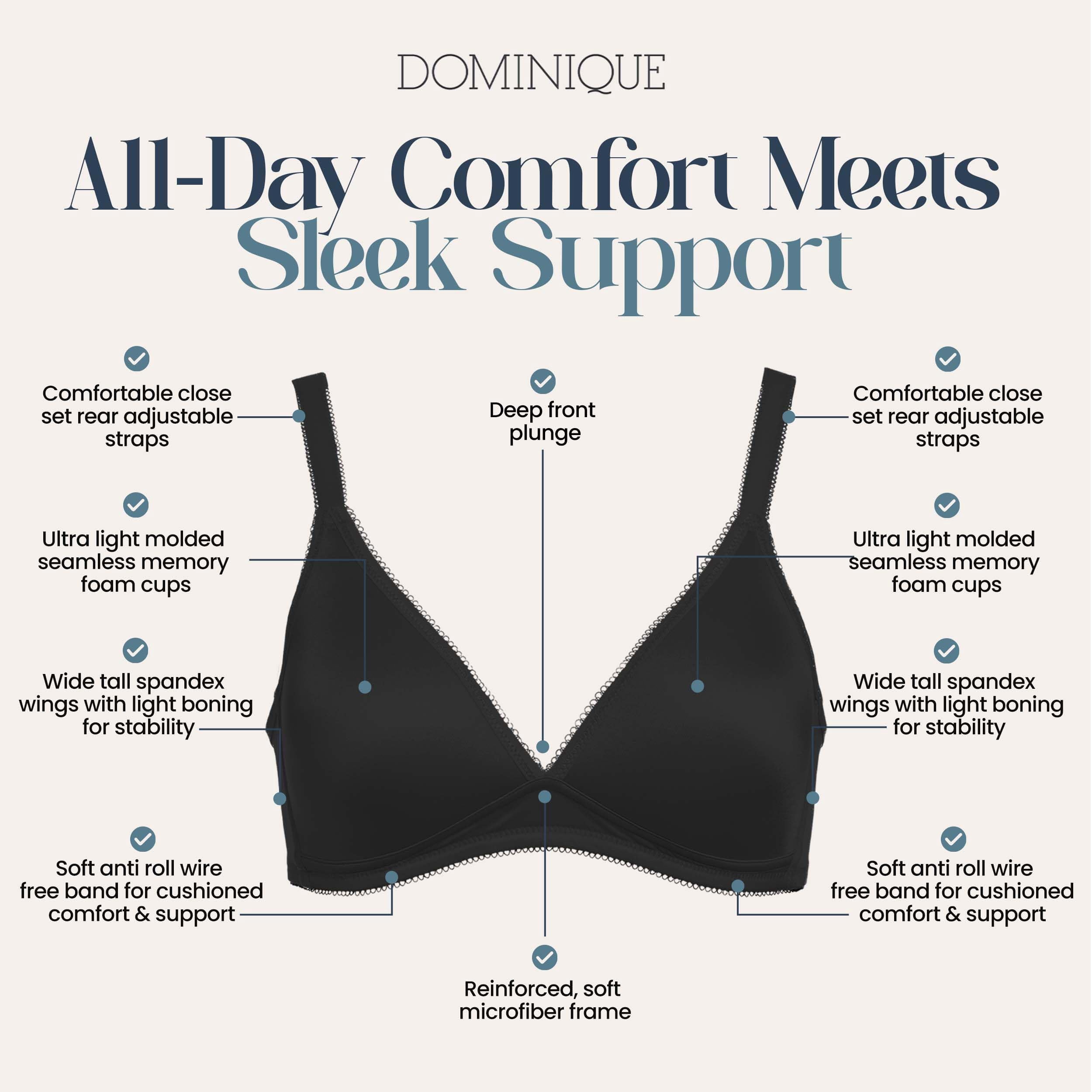 Dominique Sara Wire-Free Soft Cup T-Shirt Bra #5400 – Seamless Everyday Comfort Bra with Memory Foam Cups - Lingerie for Women