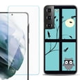 thumbnail image 1 of Slim-Fit TPU Fashion Phone Case for Samsung Galaxy S22 5G, with Tempered Glass Screen Protector, by OneToughShield ® - Moon Owl, 1 of 4