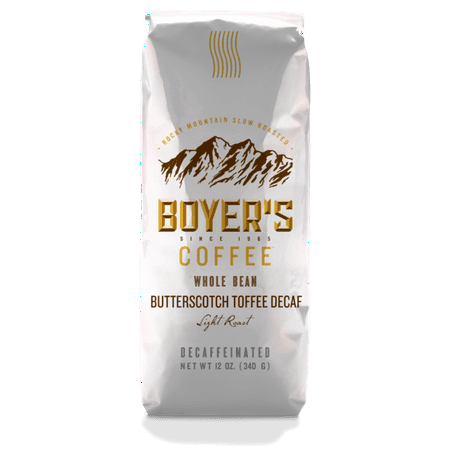 Boyer's Coffee Decaf Butterscotch Toffee Flavored Coffee, Whole Bean,
