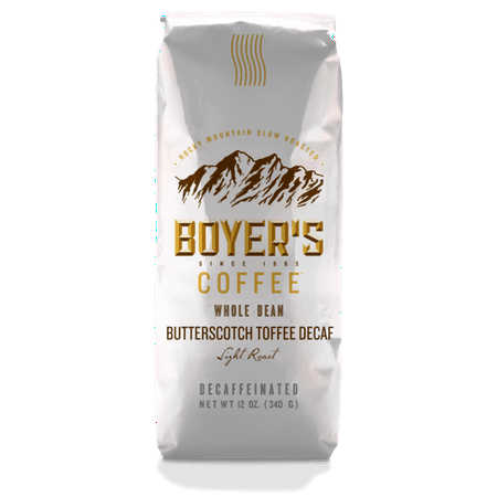 Boyer's Coffee Decaf Butterscotch Toffee Flavored Coffee, Whole Bean, (Best Decaf Coffee Beans)