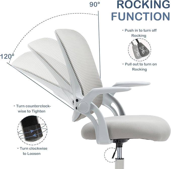 Ergonomic High-Back Mesh Office Chair - Breathable Waist and Back Support Computer Chair with Adjustable Armrests, Height Adjustment, and 360° Swivel Base(Gray)