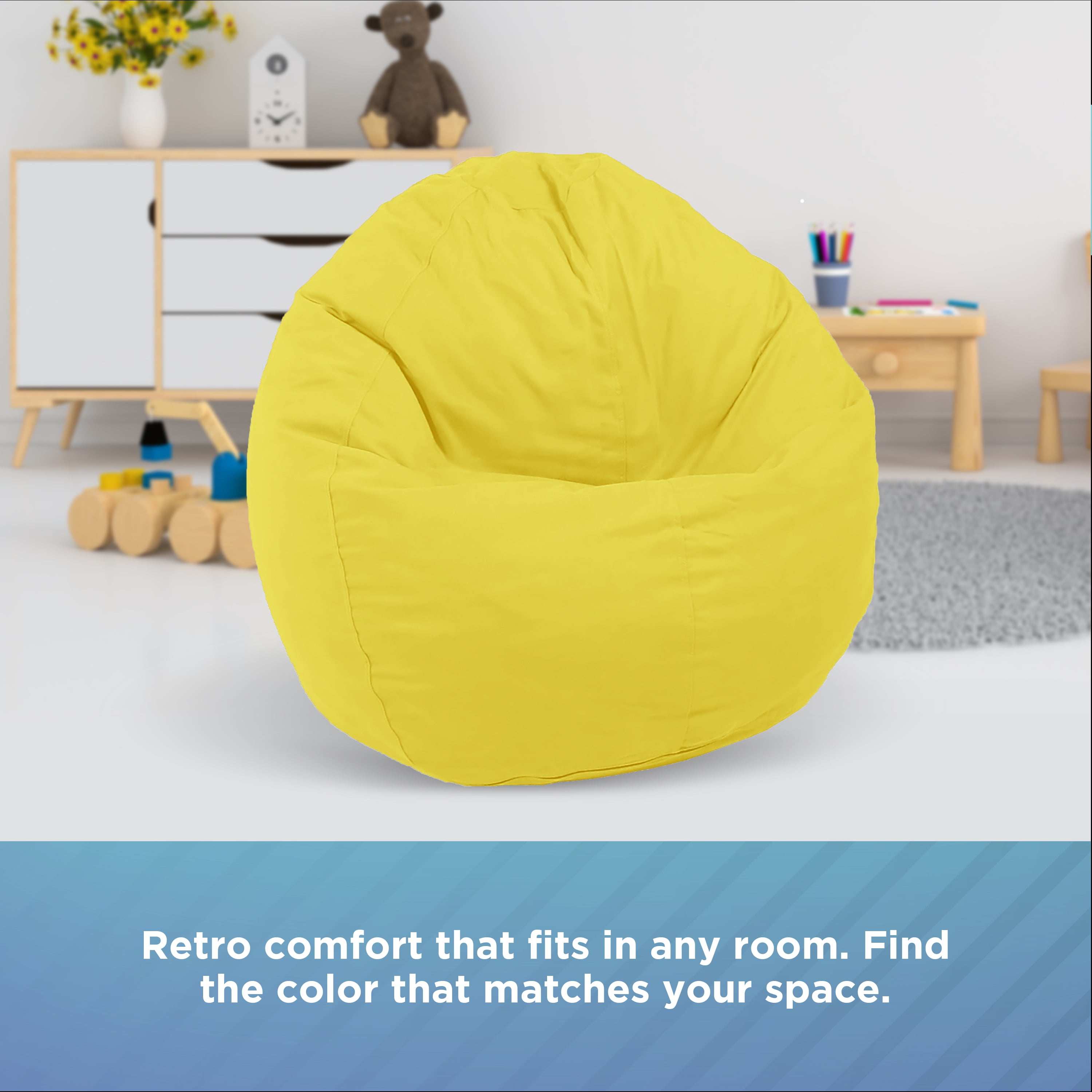 Cotton 31x33x20" Small Bean Bag Chair - w/Polystyrene Beads and CertiPUR Foam Filled Bean Bag for Teens and Kids - Aqua