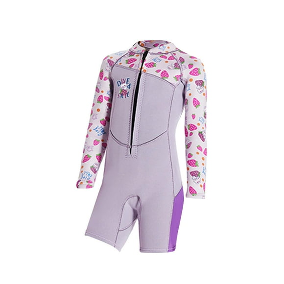 2.5mm Neoprene Kids Wetsuit Thermal Front Zipper Long Sleeve Swimsuits for Beach Pink XL
