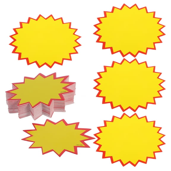 Masteelf 300pcs Blank Stars Burst Signs Advertising Stickers Tags Price Display Signs Garage Sale Labels Star Shape Notice Signs For Advertising