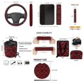 thumbnail image 6 of Qpednta 15Pcs Red Gothic Bat Car Seat Covers Full Set Accessories, Steering Wheel Cover, Seatbelt Pads, Trash Bin, Car Coasters, Rear View Mirror Cover, Easy to Install, Universal Fit, 6 of 7