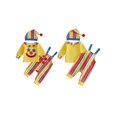thumbnail image 2 of RUINIXCW Baby Boy Halloween Clown Adorable Long Sleeve Clown Face Print Tops and Striped Suspender Pants Hat Set, 2 of 7