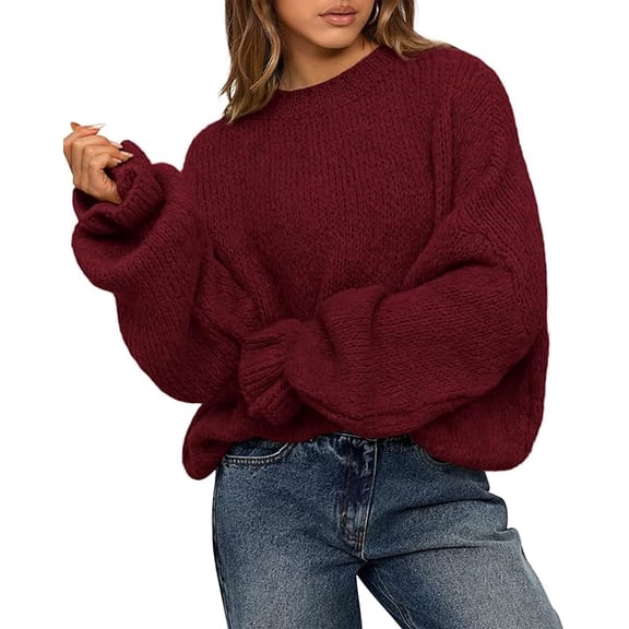 BTFBM Women's Oversized Sweater Crewneck Fall Winter Long Sleeve Fuzzy Warn Knit Pullover Sweaters Trendy Outfits