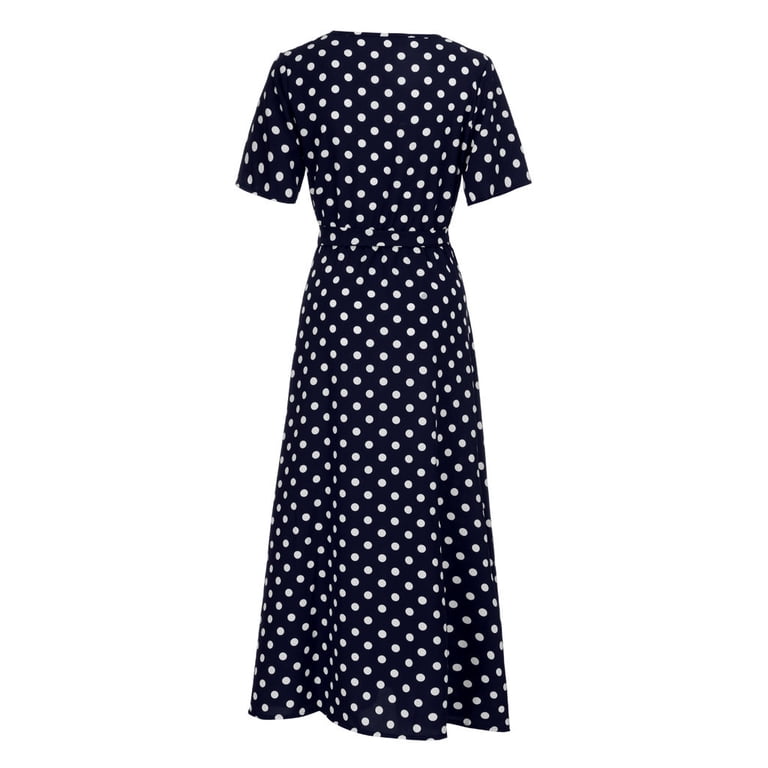 Maxi Dresses for Women Polka Dot Short Sleeve Summer Dresses with Belt Evening Party Holiday Elegant Ladies Wedding Guest Dress Beach Boho Hawaiian Dress Sundress Long Dresses - Walmart.com Maxi Dresses for Women Polka Dot Short Sleeve Summer Dresses with Belt Evening Party Holiday Elegant Ladies Wedding Guest Dress Beach Boho Hawaiian Dress Sundress Long Dresses - Walmart.com