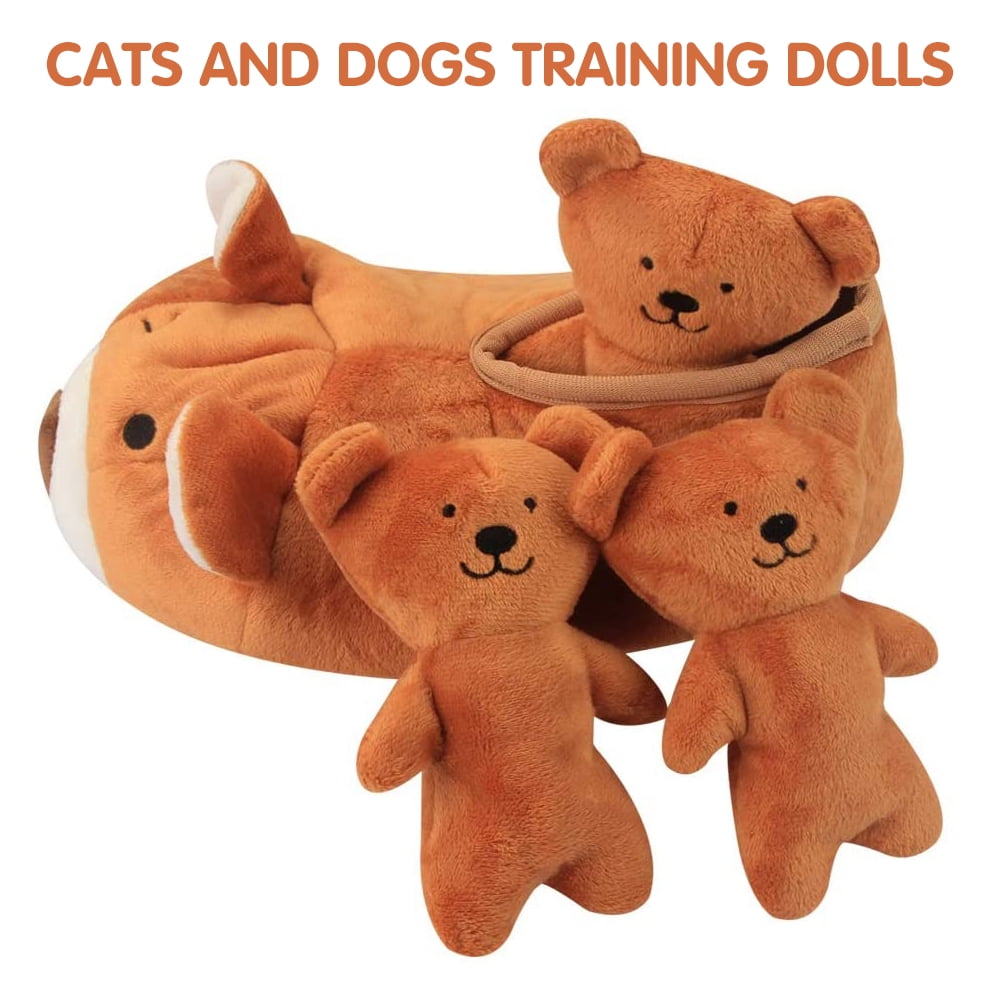 OUSITAI Hide and Seek Dog Toy Durable Squeaky Plush Bear Pet Toy Puzzle Interactive Game For Puppy, Small, Medium, Large Dogs