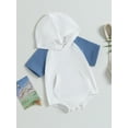 thumbnail image 3 of Bagilaanoe Newborn Baby Boy Girl Hooded Rompers Contrast Color Short Sleeve Bodysuits 6M 12M 18M 24M Infant Casual One Piece Short Jumpsuit, 3 of 8