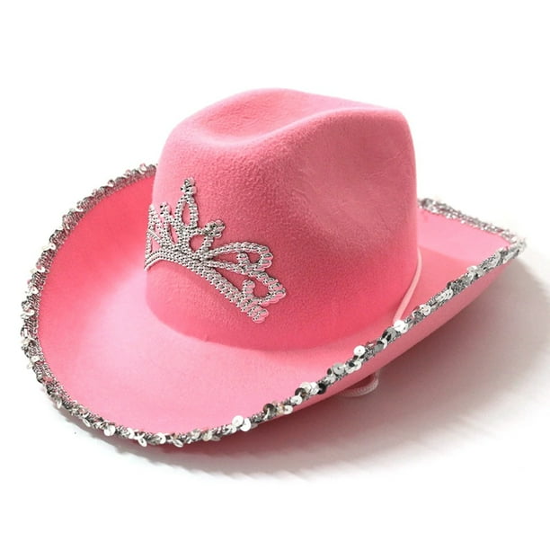 Raruxxin Pink/White Cowboy Hat for Women Novelty Funny Party Western