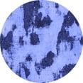 thumbnail image 1 of Ahgly Company Machine Washable Indoor Round Abstract Blue Modern Area Rugs, 5' Round, 1 of 4