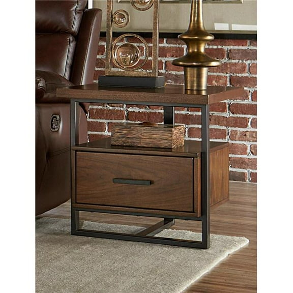 22 x 22 x 22 in. Sedley End Table with Functional Drawer - Walnut