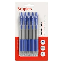 Staples ProGel Retractable Gel Pen Fine Point 0.7mm Blue Ink 5/Pack (ST62099)
