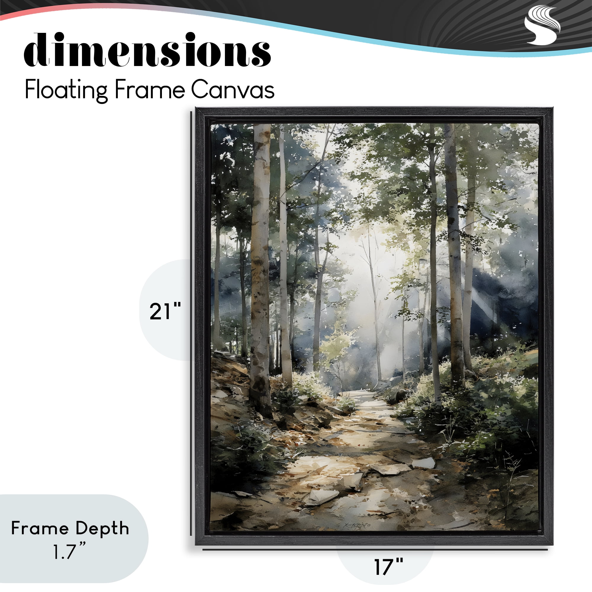 Stupell Industries Through The Woods Pathway Black Framed Floater Canvas Wall Art, design by Franklyn Gregory